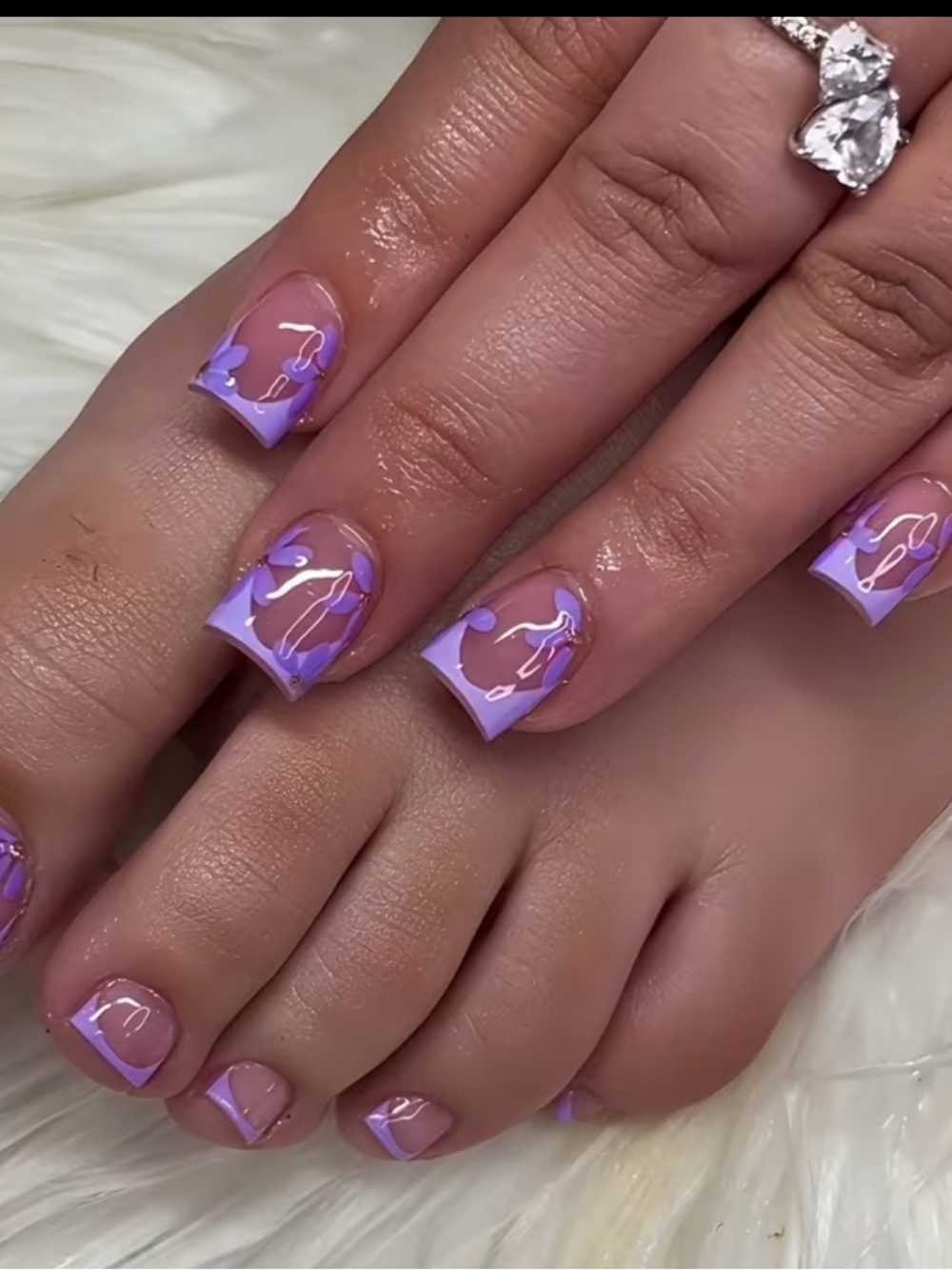 Lilac French Tip Press-On Nails Set for Women